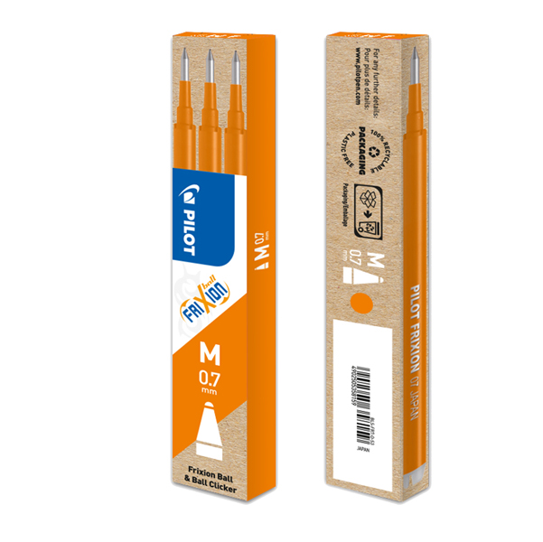 MD_58733 Refill a sfera Frixionball - punta 0,7mm - arancio - Pilot - conf. 3 pezzi - immagine 1