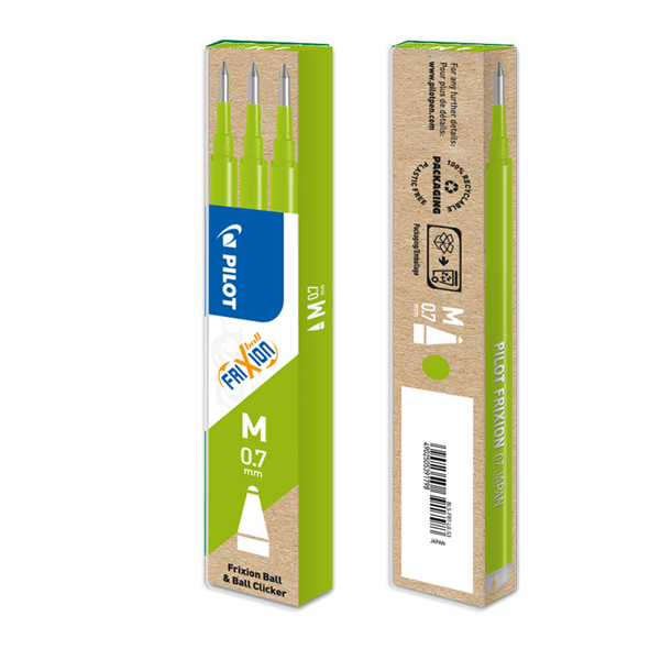 MD_60793 Refill a sfera Frixionball - punta 0,7mm - verde lime - Pilot - conf. 3 pezzi - immagine 1