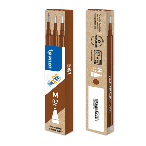 MD_60794 Refill a sfera Frixionball - punta 0,7mm - marrone - Pilot - conf. 3 pezzi - immagine 1