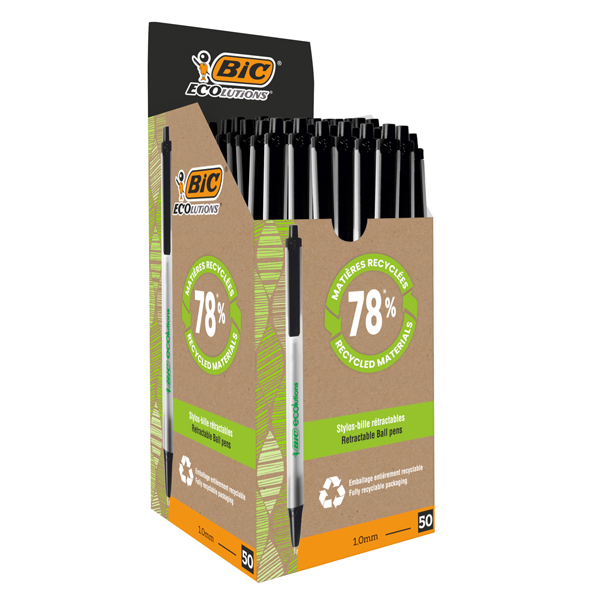 MD_61308 Penna a sfera a scatto ECOlutions - punta 1,0mm - nero - punta 1,0mm - Bic - conf. 50 pezzi - immagine 1