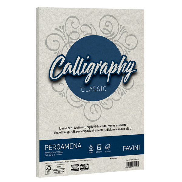 MD_61542 Carta Calligraphy Pergamena - A4 - 190 gr - perla 10 - Favini - conf. 50 fogli - immagine 1