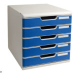 Cassettiera Modulo A4 - 28,8 x 32 x 35 cm - 5 cassetti - grigio/blu - Exacompta