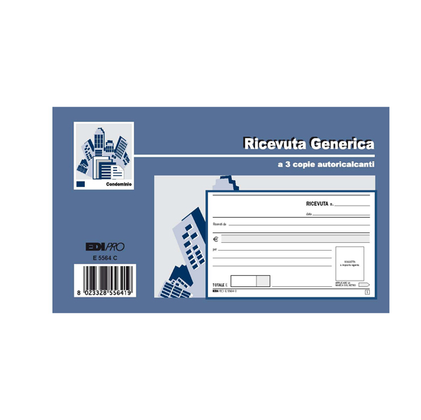 MD_62627 Blocco ricevute generiche - 33 fogli 3 copie autoricalcanti - 9,9 x 17cm - Edipro - immagine 1
