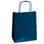 Shopper Twisted - maniglie cordino - 26 x 11 x 35 cm - carta kraft - blu - Mainetti Bags - conf. 25 pezzi