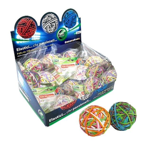 MD_63368 Rubberball - diametro 5 cm - colori assortiti - Lebez - display da 15 sfere di elastici - immagine 1
