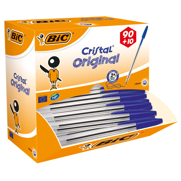 MD_64365 Penna a sfera Cristal - punta media 1,0mm - blu - Bic - conf. 90+10 pezzi - immagine 1