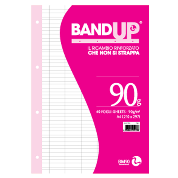 MD_64426 Ricambi BandUp forati rinforzati - A4 - rigo di 1a - 90gr - BM - conf. 40 pezzi - immagine 1