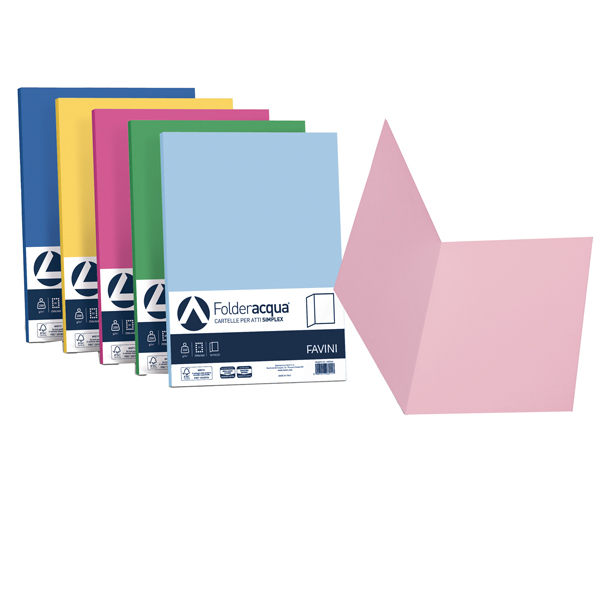 MD_64434 Cartellina semplice Luce - 200 gr - A4 - mix 5 colori - cartoncino bristol - Favini - conf. 50 pezzi - immagine 1