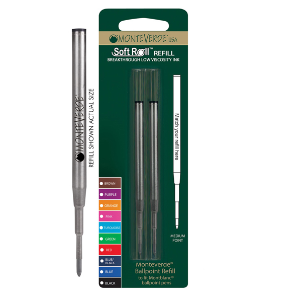 MD_64761 Refill per sfera Montblanc - punta media - nero - Monteverde - conf. 2 pezzi - immagine 1