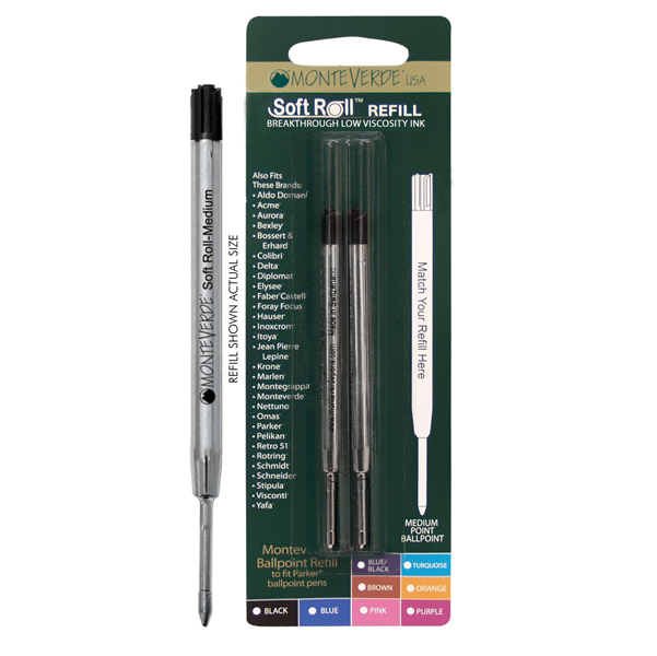 MD_64765 Refill per sfera Parker - punta media - nero - Monteverde - conf. 2 pezzi - immagine 1