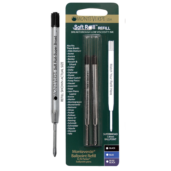 MD_64767 Refill per sfera Parker - punta large - nero - Monteverde - conf. 2 pezzi - immagine 1
