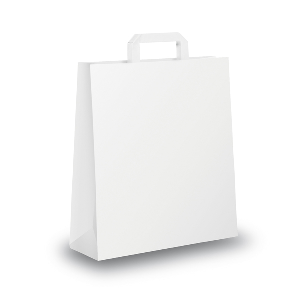 MD_64919 Shopper - maniglia piattina - 36 x 12 x 41 cm - carta kraft - bianco - Mainetti Bags - conf. 250 pezzi - immagine 1