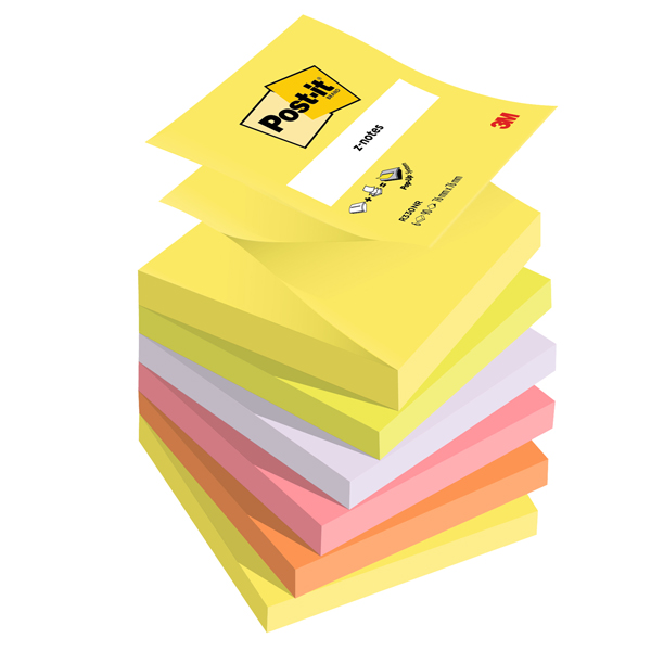 MD_67425 Blocco Post-it Super Sticky Z Notes - R330-NR NEON - 76 x 76 mm - assortiti neon - 100 fogli - Post-it - immagine 1