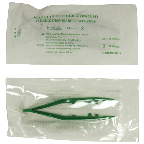 SONY DSC Pinzetta sterile - monouso - 10 cm - verde - PVS - immagine 1