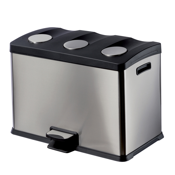 MD_67557 Pattumiera a pedale Multiflux - 59,3x38,2x43 cm - 3 secchi da 12 L ciascuno - inox - Medial - immagine 1