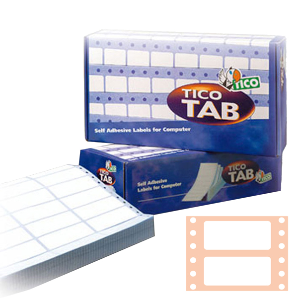 MD_68185 Etichette adesive a modulo continuo TAB 1 - in carta - corsia singola - permanenti - 107 x 48,9 mm - 6 et/fg - 500 fogli - bianco - Tico - immagine 1