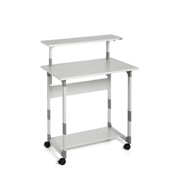 MD_68261 Pc Workstation System 80 VH - con ruote - 3 ripiani - 80 x 56,4 x 92/122 cm - grigio - Durable - immagine 1