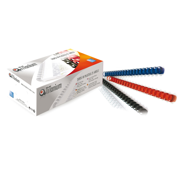 MD_68496 Dorsi spirale - 21 anelli - plastica - 20 mm - bianco - Titanium - scatola 100 pezzi - immagine 1