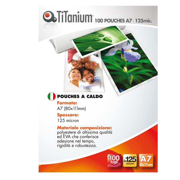 MD_68540 Pouches - A7 - 80x111 mm - 2x125 micron - Titanium - conf. 100 pezzi - immagine 1
