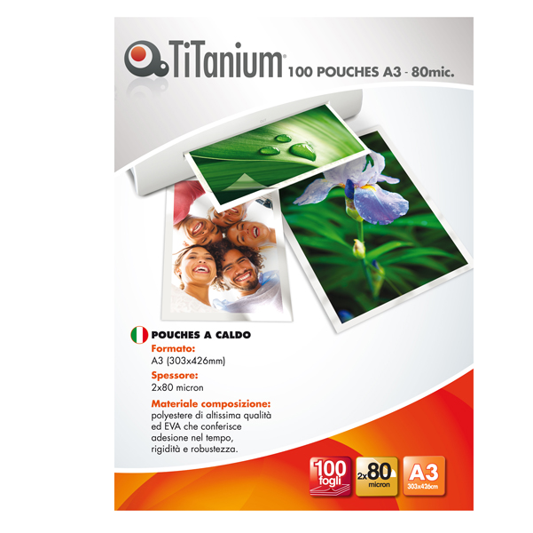 MD_68553 Pouches - A3 - 303x426 mm - 2x80 micron - Titanium - conf. 100 pezzi - immagine 1
