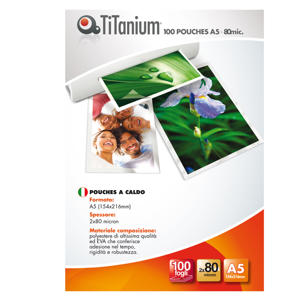 MD_68555 Pouches - A5 - 154x216 mm - 2x80micron - Titanium - conf. 100 pezzi - immagine 1