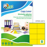 Etichette adesive LP4C - in carta - permanenti - 105 x 72 mm - 8 et/fg - 70 fogli giallo opaco - Tico