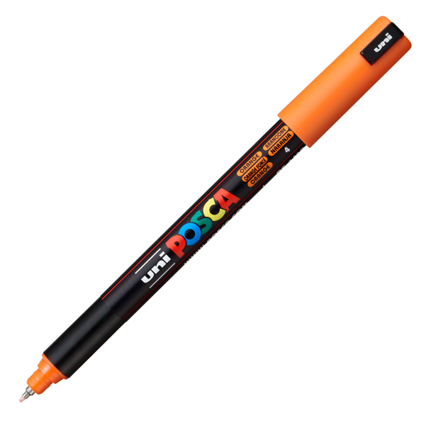 MD_69906 Marcatore a base d'acqua Uni Posca Pen PC1M - punta extra fine 0,7mm - arancio - Uni Mitsubishi - immagine 1