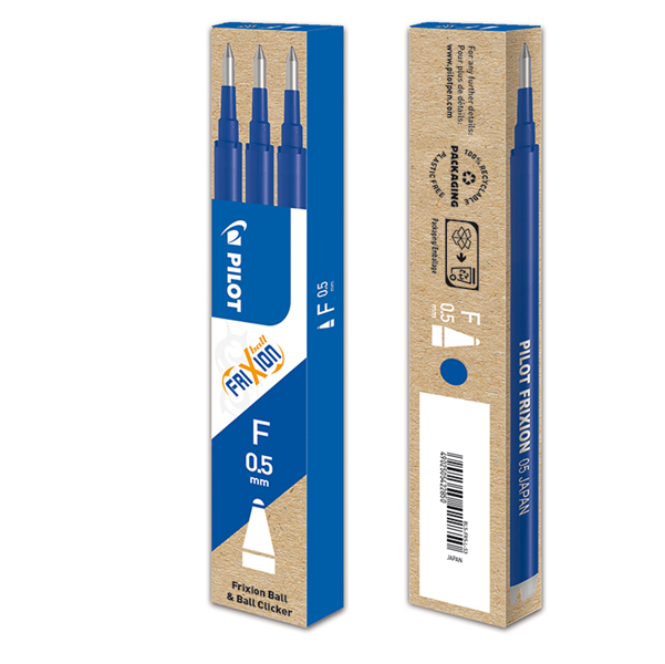 MD_70876 Refill sfera a scatto Frixionball Clicker - punta 0,5mm - blu - Pilot - conf. 3 pezzi - immagine 1