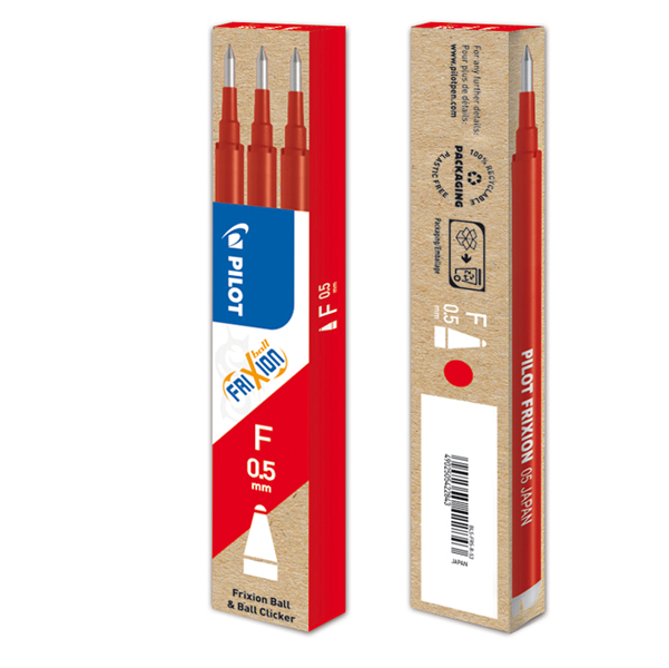 MD_70877 Refill sfera a scatto Frixionball Clicker - punta 0,5mm - rosso - Pilot - conf. 3 pezzi - immagine 1
