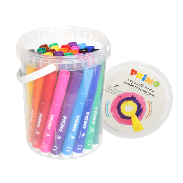 MD_70986 Pennarelli Jumbo - punta ø7,6mm - colori assortiti - Primo - secchiello 36 pezzi - immagine 1