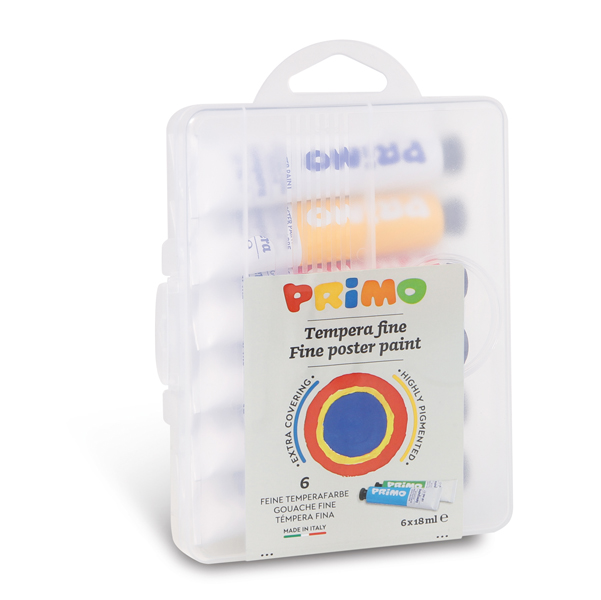 MD_71122 Tubi tempera - 18 ml - colori assortiti - Primo - astuccio 6 pezzi - immagine 1
