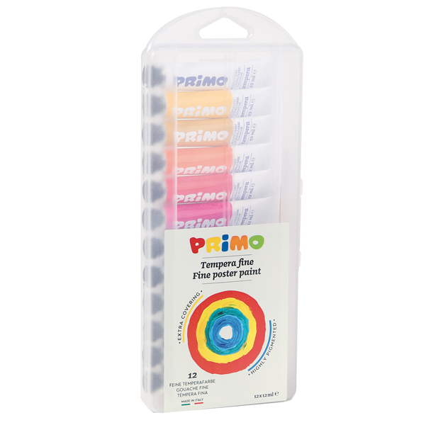 MD_71123 Tubi tempera - 12 ml - colori assortiti - Primo - astuccio 12 pezzi - immagine 1