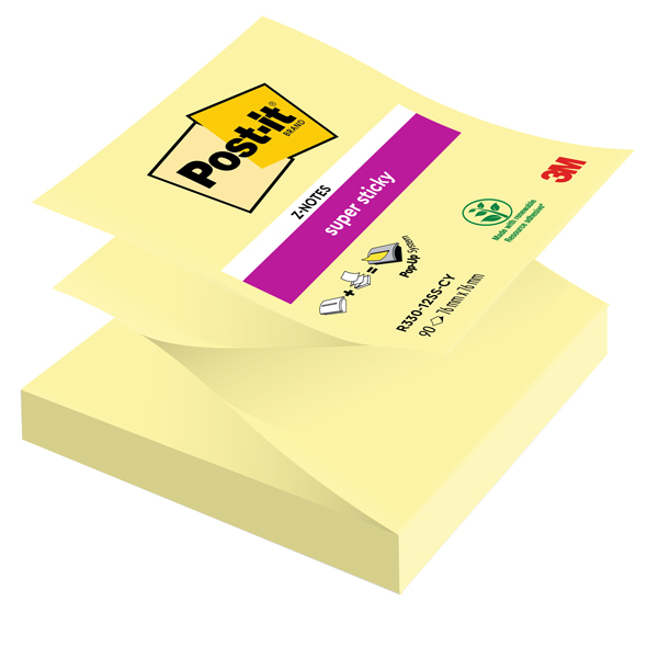 MD_71236 Blocco Post-it Super Sticky Z Notes - R330-123SS-CY - 76 x 76 mm - giallo Canary - 90 fogli - Post-it - immagine 1