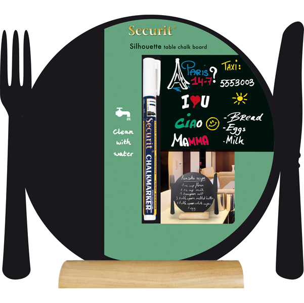 MD_71657 Lavagna da tavolo Silhouette - 24 x 25 cm - forma piatto - nero - Securit - immagine 1
