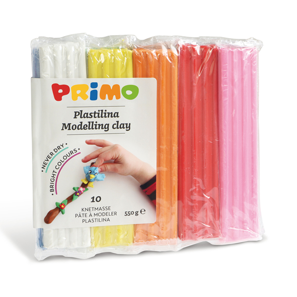 MD_71773 Panetto plastilina - 10 colori - 55gr - Primo - immagine 1