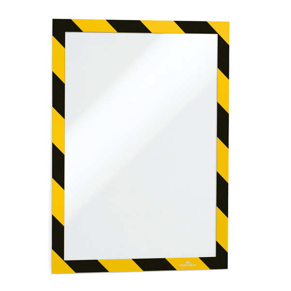 MD_71797 Cornice Duraframe Security - adesiva - pannello magnetico - A4 (21 x 29,7 cm) - giallo/nero - Durable - immagine 1