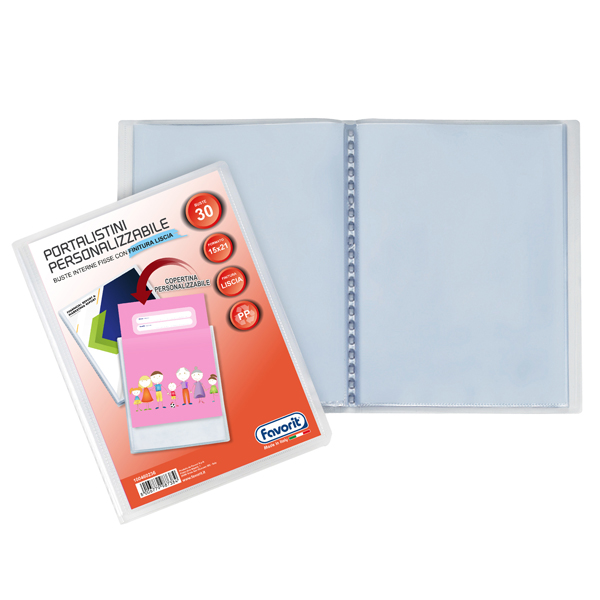 MD_71904 Portalistini personalizzabile Sviluppo - liscio - 15x21 cm - 30 buste - trasparente - Favorit - immagine 1
