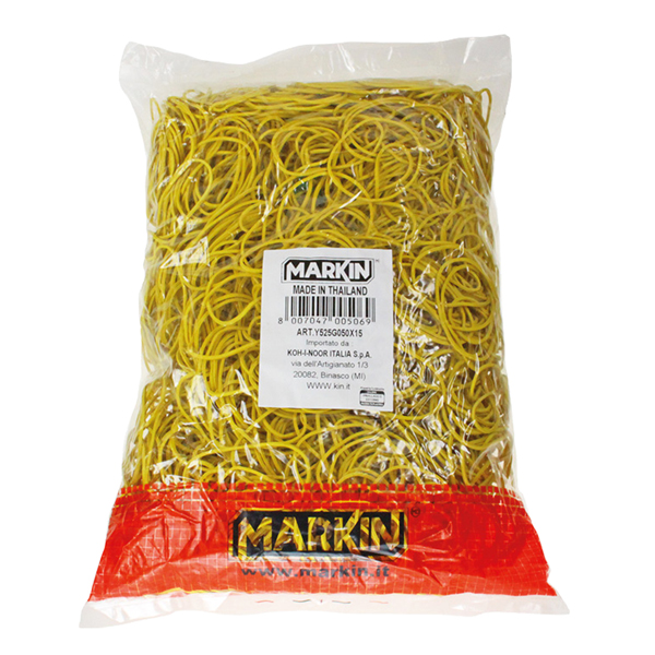MD_72085 Elastici - diametro 9 cm - 1 kg - gomma - giallo - Markin - immagine 1