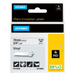 Nastro Rhino 18445 - 19 mm x 5,5 mt - vinile - permanente - nero/bianco - Dymo