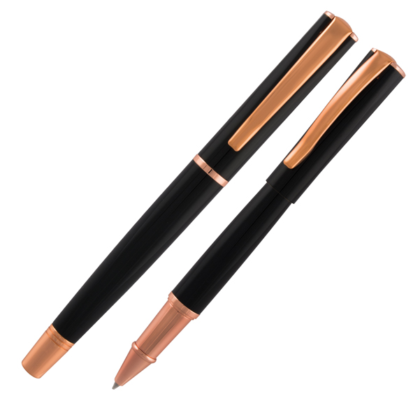MD_72936 Roller Linea Impressa - punta M - nero/rosegold - Monteverde - immagine 1