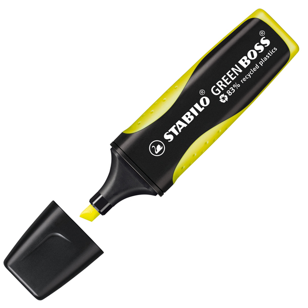 MD_73392 Evidenziatore Green Boss - punta a scalpello - tratto 2 - 5 mm - giallo 24 - 83% plastica riciclata - Stabilo - immagine 1