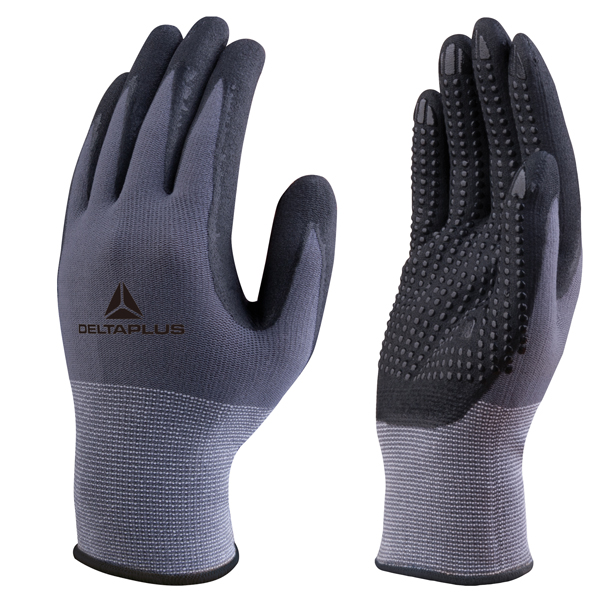 MD_73630 Guanti di precisione VE727NO - poliammide - palmo in nitrile/poliuretano - grip sul palmo - taglia 09 - grigio/nero - Deltaplus - immagine 1