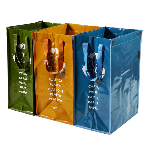 MD_74164 Set Ricicla Bag - 3 contenitori - misure assortite - verde/ocra/blu - Perfetto - immagine 1