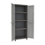 Armadio JWood 268 - 2 ante - 68 x 37,5 x 170 cm - PPL - effetto legno - grigio tortora - Terry