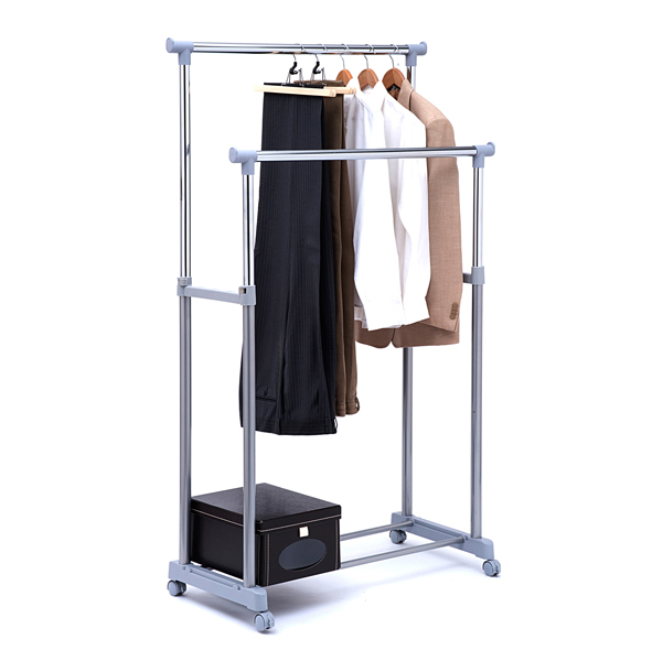 MD_74267 Stender appendiabiti AC9002 - doppio - 90 cm - grigio/cromo - Serena Group - immagine 1
