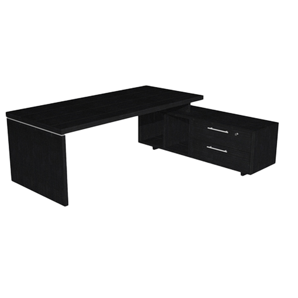 MD_74291 Scrivania Manager Prestige - con mobile servizio reversibile - 180 x 90 x 74 cm - nero venato - immagine 1