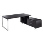 Scrivania Manager Prestige Metal - con mobile servizio reversibile - 210 x 90 x 74 cm - nero venato