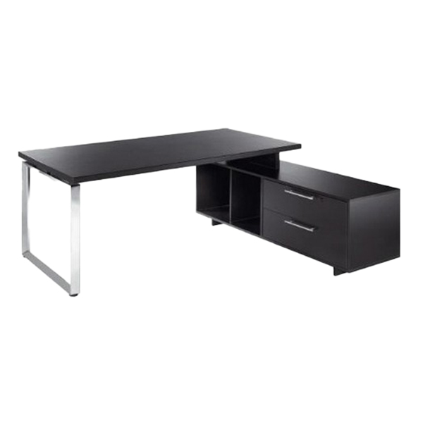 MD_74297 Scrivania Manager Prestige Metal - con mobile servizio reversibile - 210 x 90 x 74 cm - nero venato - immagine 1