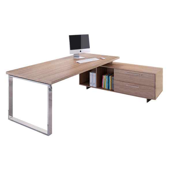 MD_74298 Scrivania Manager Prestige Metal - con mobile servizio reversibile - 210 x 90 x 74 cm - ciliegio arabis - immagine 1