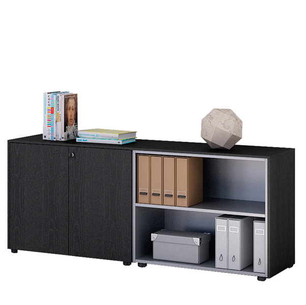 MD_74311 Coppia Prestige - mobili bassi a giorno - 162,8 x 43 x 81,4 cm - nero venato - immagine 1